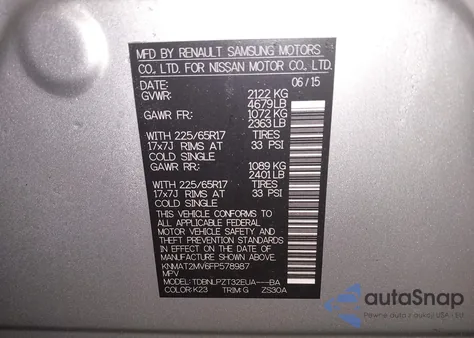 2015 Nissan Rogue S from USA, damaged, VIN KNMAT2MV6FP578987